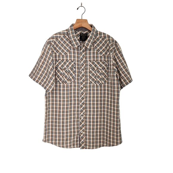 Random Access Pearl Snap Shirt Plaid Flap Pockets Cowboy Western Mens XL - Picture 1 of 14